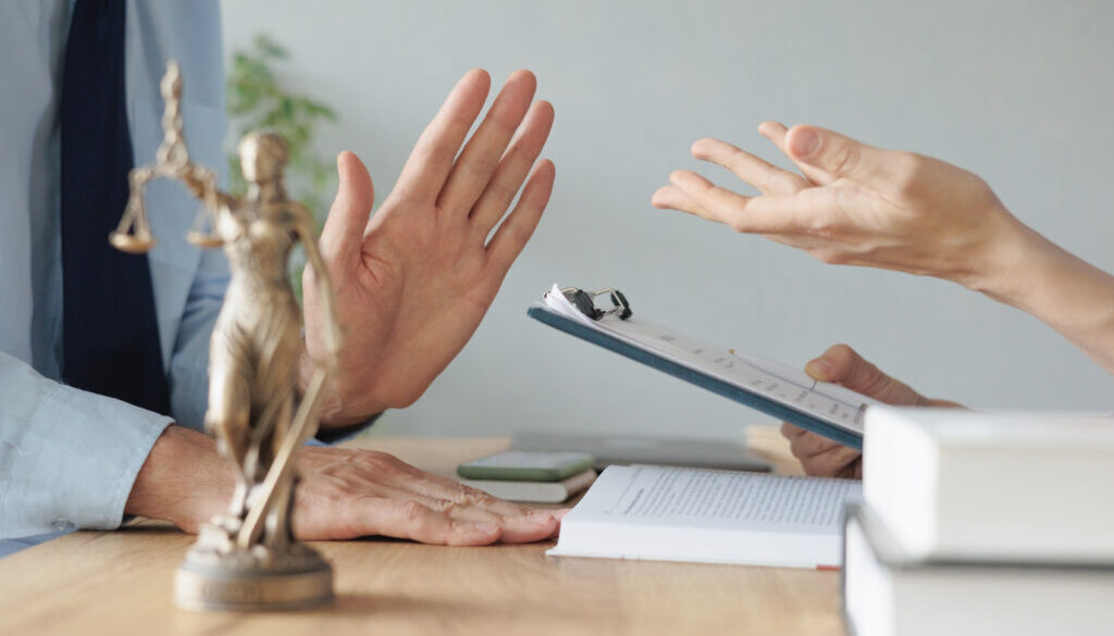 soft selective focus, female lawyer at a meeting with a male client in the office of the law office