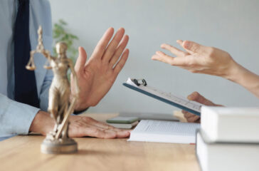 soft selective focus, female lawyer at a meeting with a male client in the office of the law office