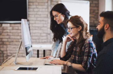 Software engineers working on project